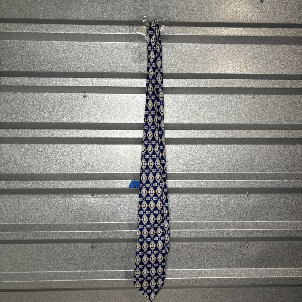 NFL Indianapolis Colts 100% Silk Necktie Men's Blue White